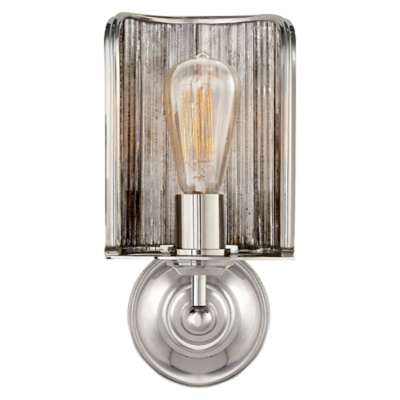 Rivington Shield Sconce in Polished Nickel with Ribbed Mirror